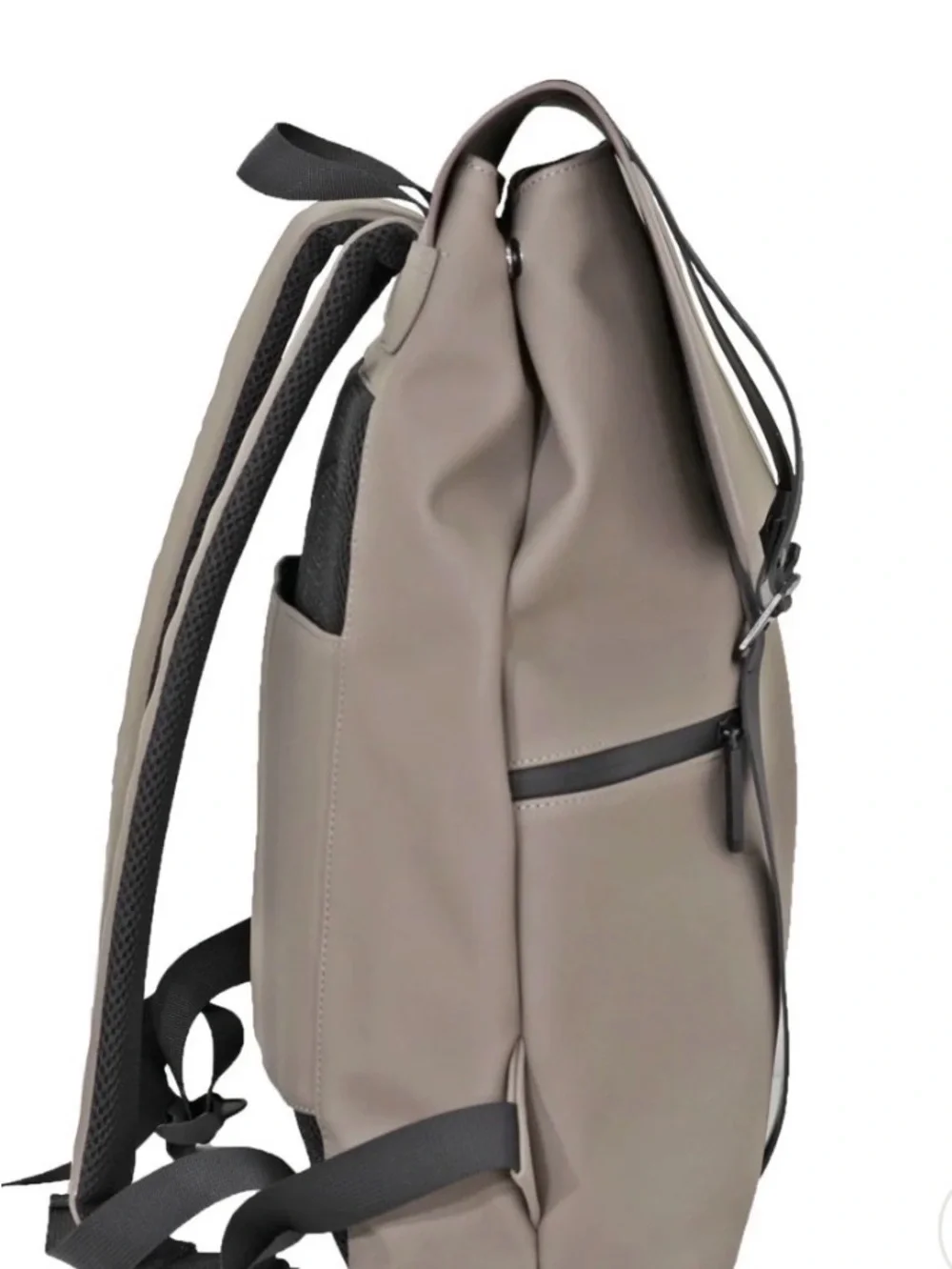 Duchamp Taupe Leather Backpack with Black Trim